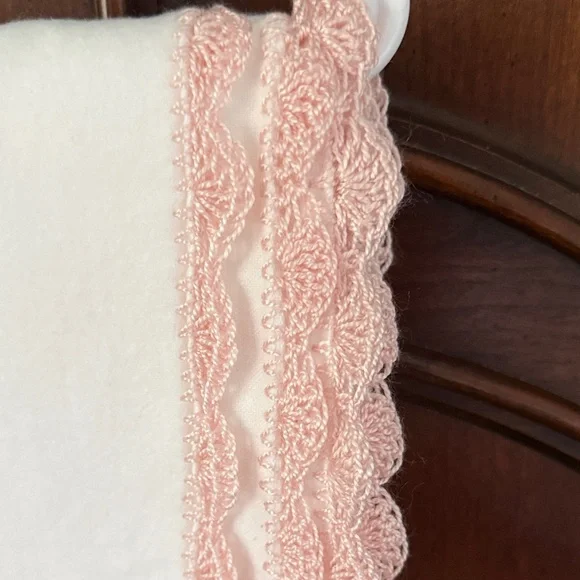 White Baby Blanket with Pink Trim | Soft and Cozy | VGUC - Picture 2 of 10